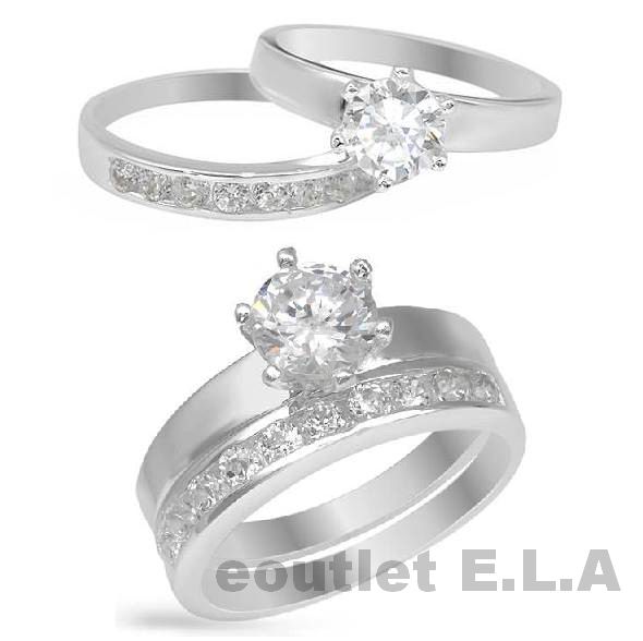 2.5ct CZ WEDDING RING SET SOLID SILVER-size 8.5